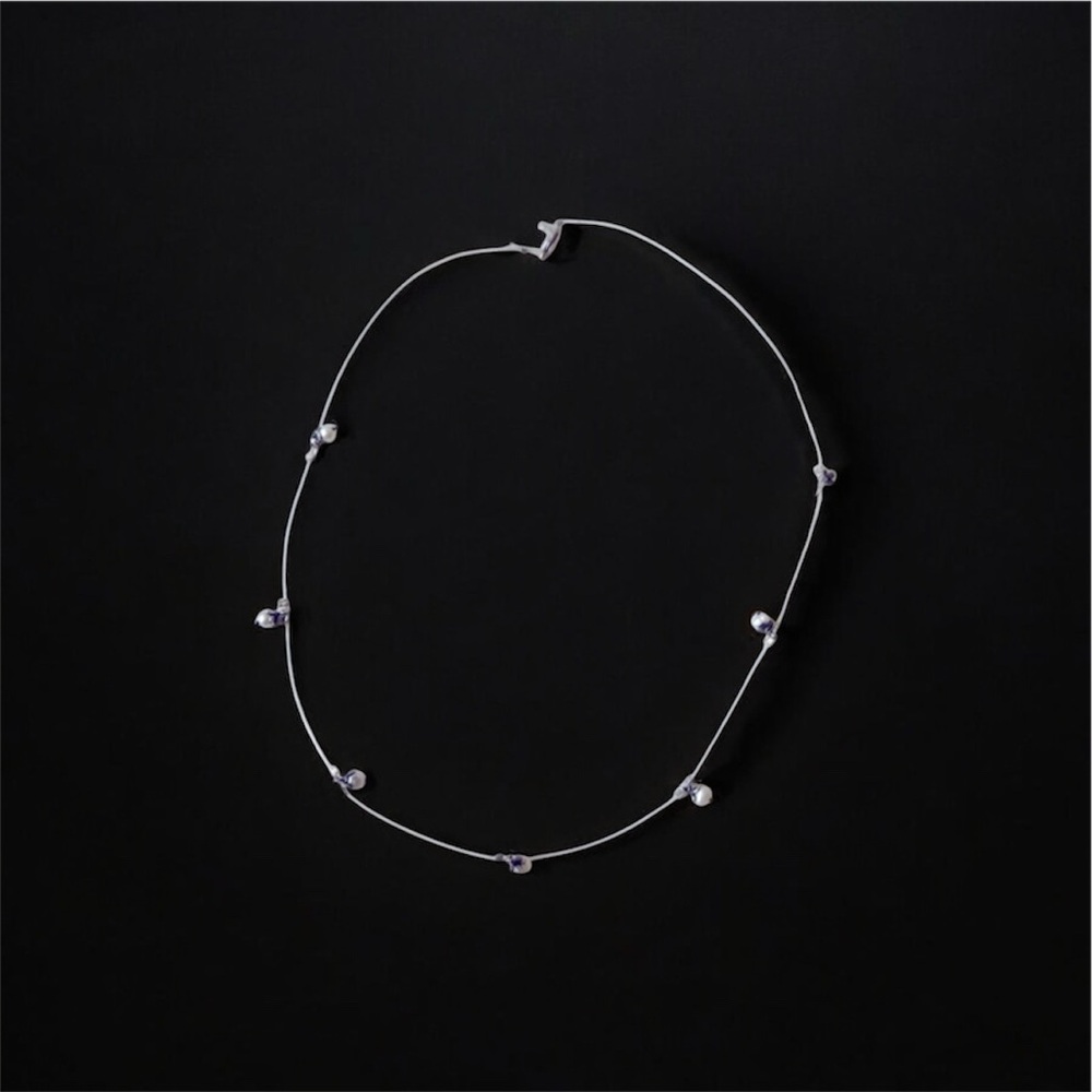 Elegant 925 delicate silver necklace with real pearls